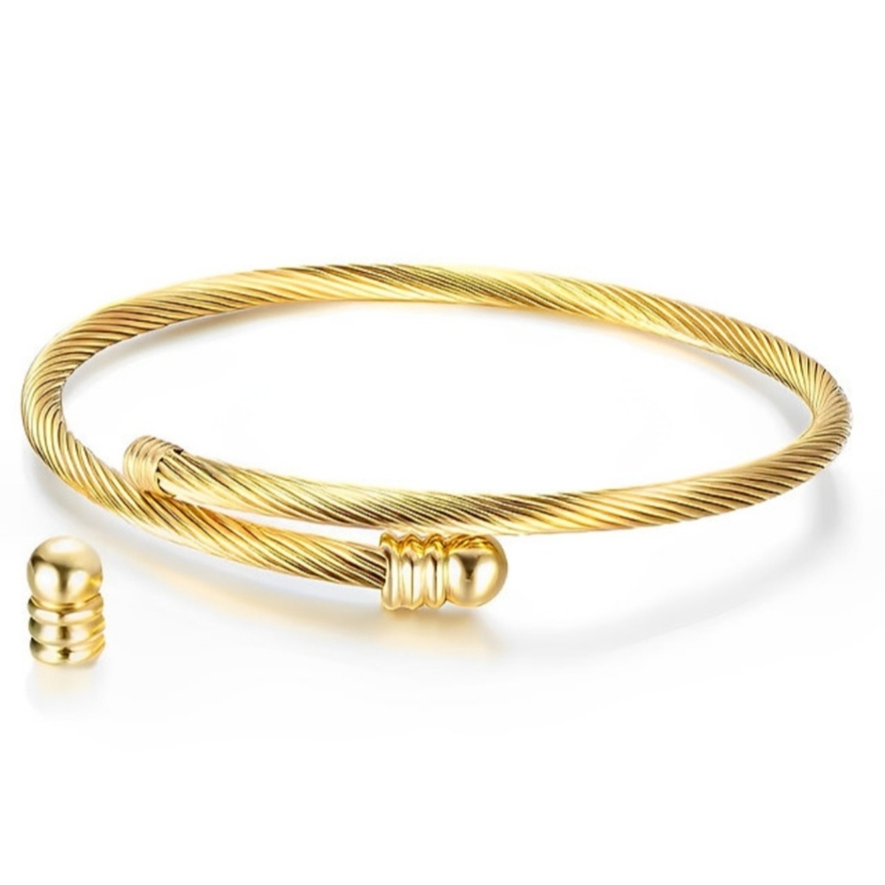 Brand New Linx Gold Twisted Cable Bangle Charm Bracelet